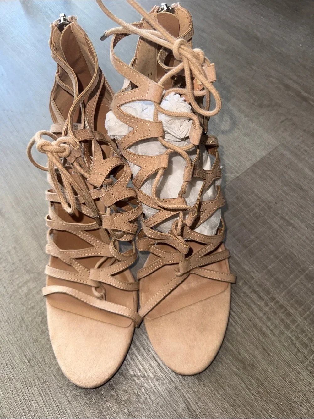 Report Nude/Tan Lace-Up Strappy High Heel Sandals